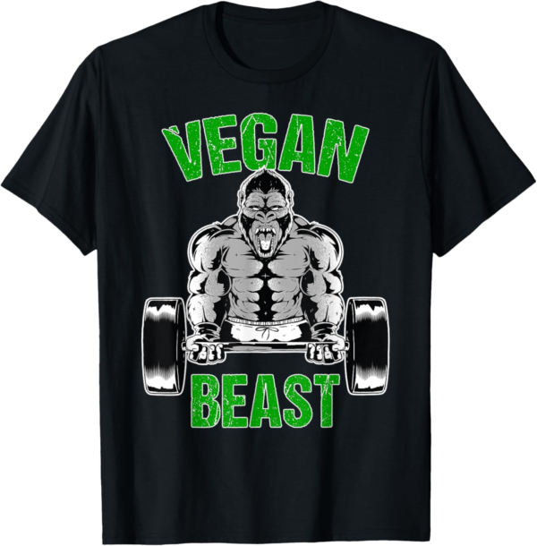 Vegan Beast Vegan Workout Fitness Vegan Gym Gorilla Gift T-S... - Image 2